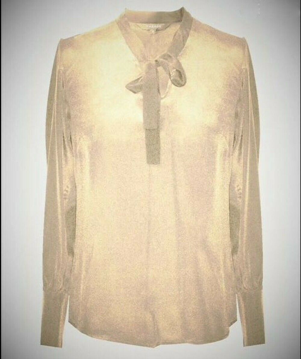 FARAGE 100% Silk Long Sleeve Pussy Bow Blouse Top