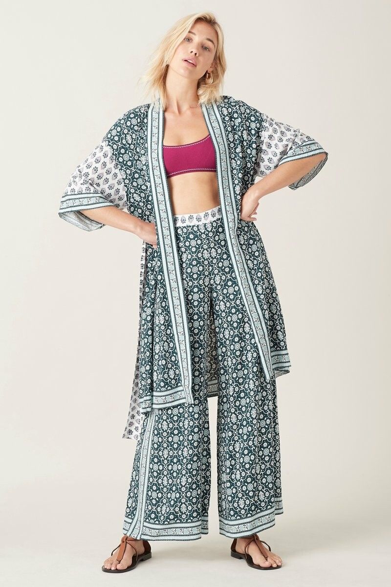 TIGERLILY Odia Green White Duster Kimono NWT RRP$239