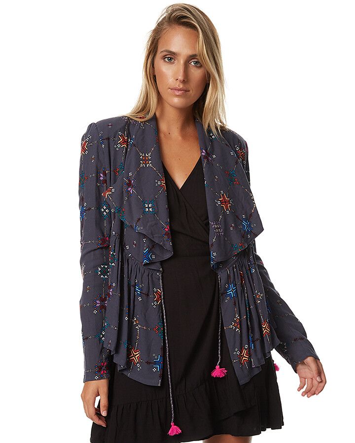 TIGERLILY Tambour Grey Drape Wrap Waterfall Jacket RRP$200