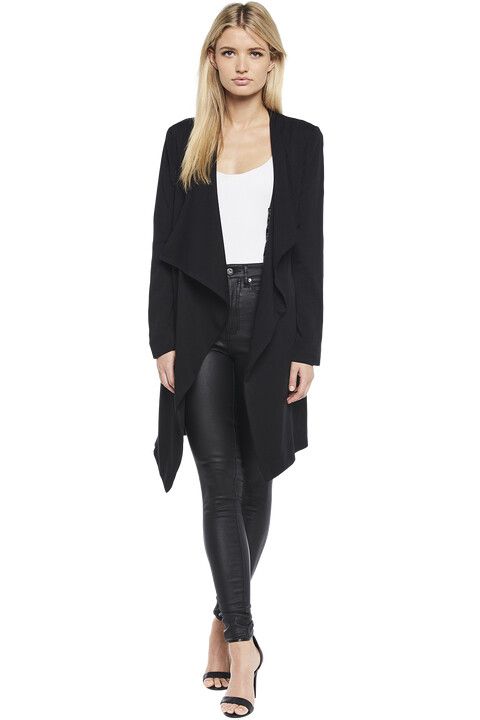BARDOT Black Mesh Waterfall Trench Coat Jacket
