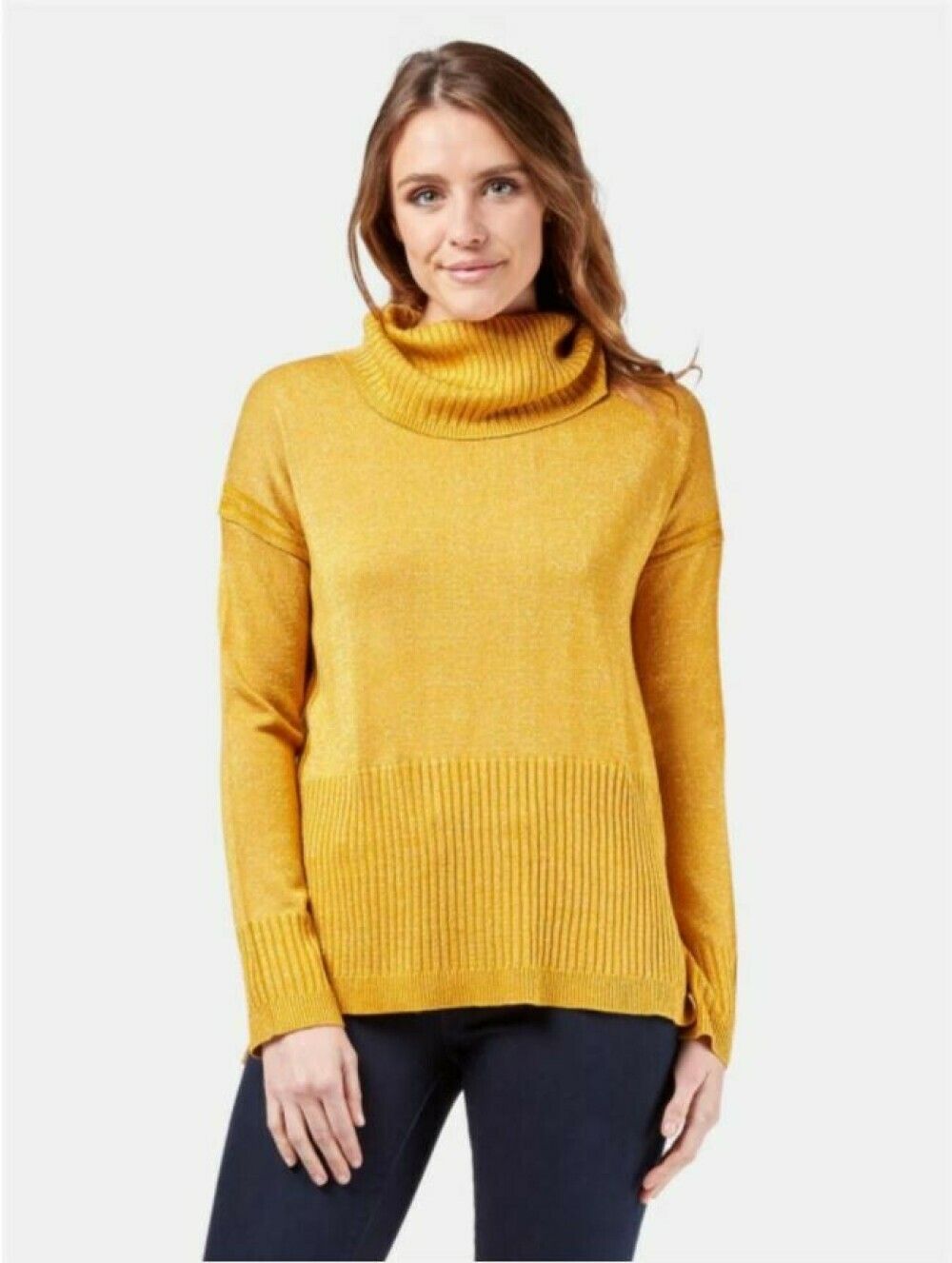 JEANSWEST Metallic Mustard Sparkly Gold Yellow Turtleneck Sweater Jumper NWT