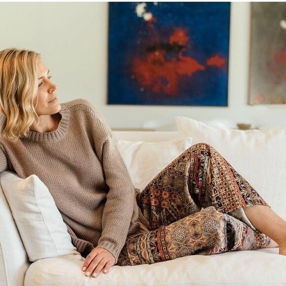 HAMMOCK & VINE Boho Tribal Island Mosaic Print Wide Leg Pants