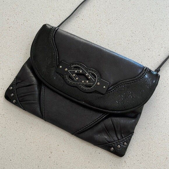 MIMCO Black Leather Patent Crossbody Bag