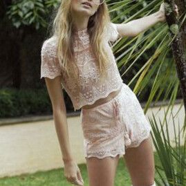 ARNHEM Arabella Pink Lace Set - Crop Top & Shorts