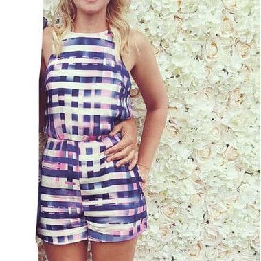 KOOKAI Silk Motion Purple White Romper Playsuit