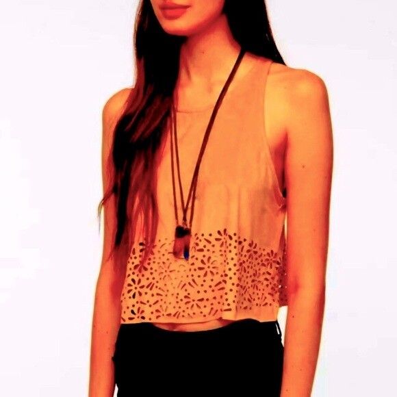 MINKPINK Rust Orange Suedette Tank Crop Top NWT