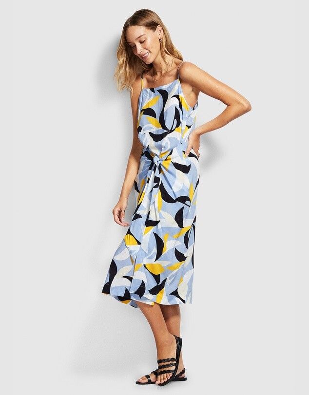 SEAFOLLY Aloha Hawaiian Tropical Island Tie Front Midi Dress NWT RRP$150
