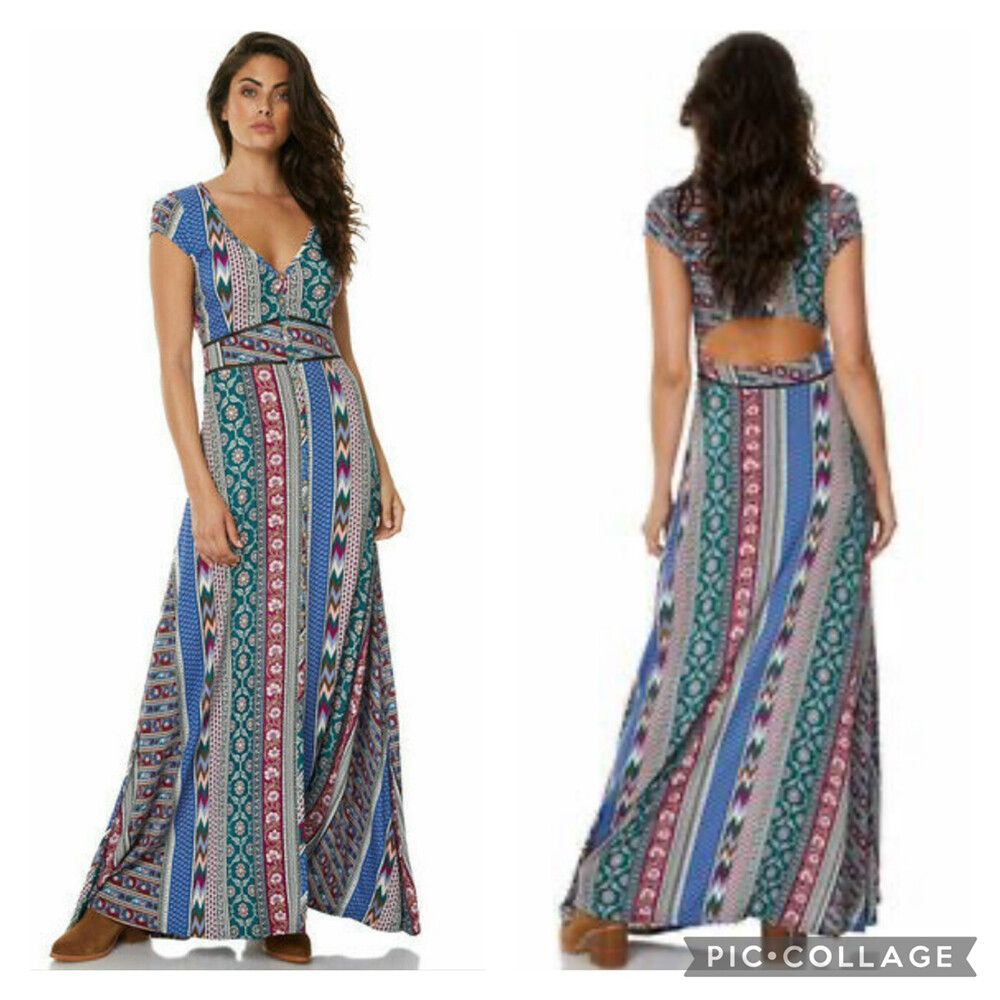 TIGERLILY Osiris Open Back Cut Out Button Down Maxi Dress