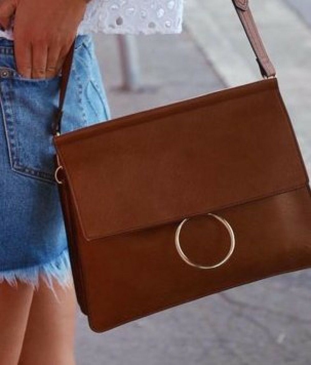 SEED HERITAGE Ring Detail Tan Satchel Crossbody Bag