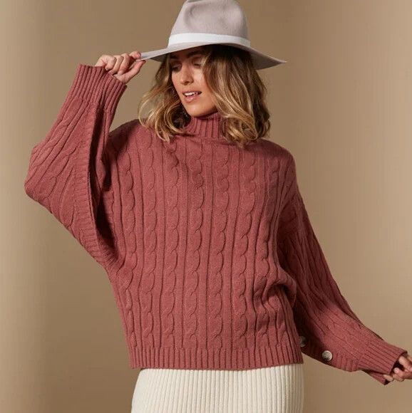 Cosy Cable Knit Oversized Winter Turtleneck Sweater Jumper NWT