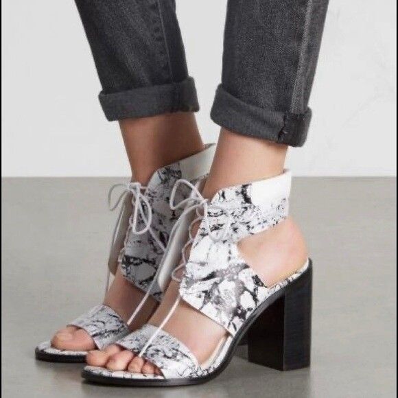 SENSO Valleri Ice Marbled Leather Lace-Up Chunky Heels RRP$295 Size 38