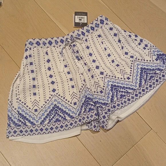 JUST JEANS Blue White Floral Boho Print Spring Summer Shorts NWT