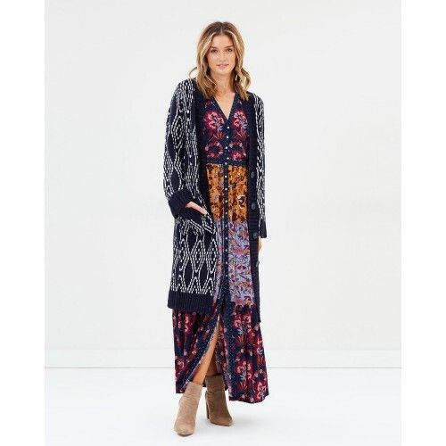 TIGERLILY Audric Chunky Knit Longline Cardi Coatigan Cardigan RRP$299