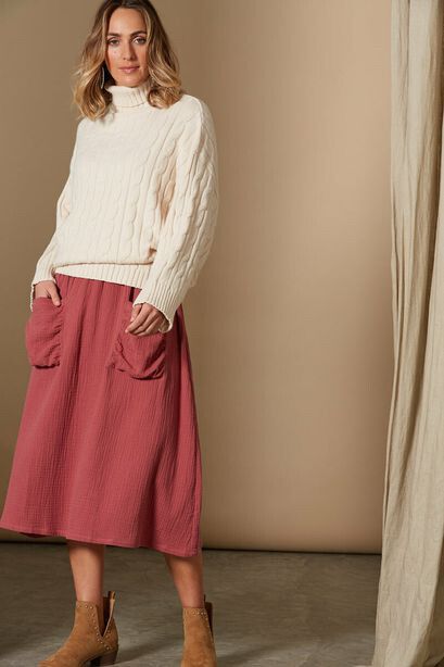 Cosy Cream Cable Knit Oversized Winter Turtleneck Sweater Jumper NWT