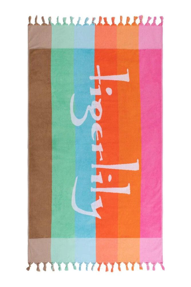 TIGERLILY Kaleho Rainbow Stripe Beach Towel NWT