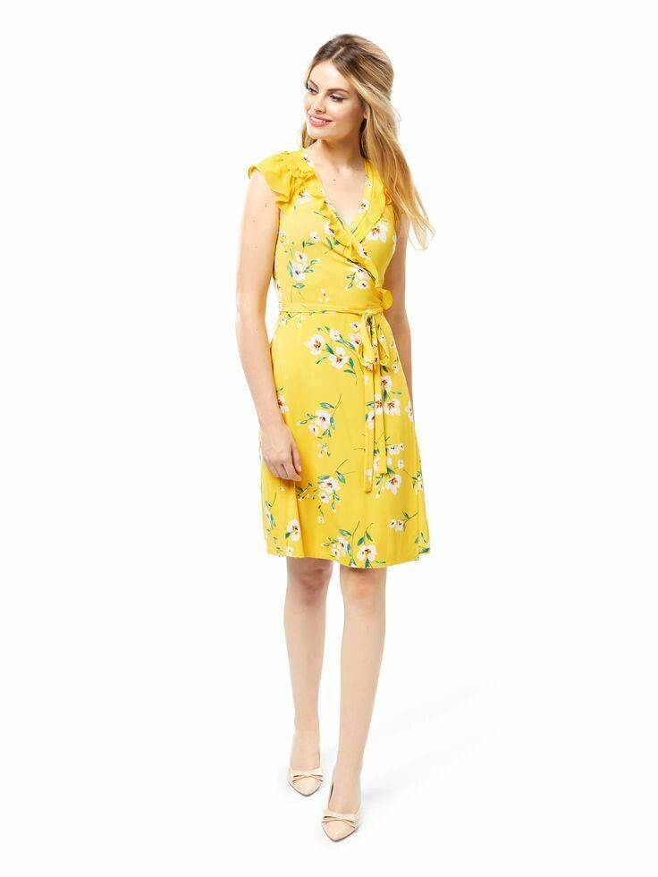 REVIEW Buttercup Meadow Yellow Floral Wrap Dress RRP$289