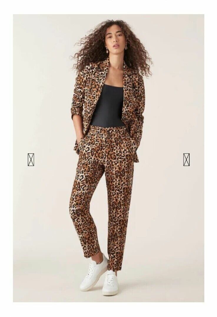 TIGERLILY Divya Linen Leopard Print High Waisted Tapered Pants NWT RRP$315