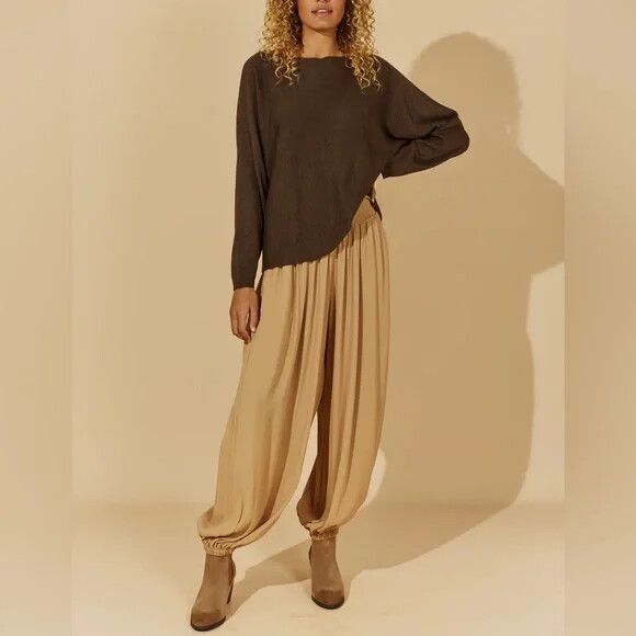 Walnut Brown Cotton Blend Long Sleeve Knit Sweater Jumper NWT