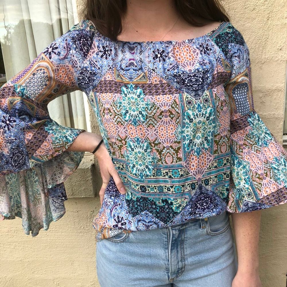 JAASE Bella Bell Sleeve Off The Shoulder Blouse Top