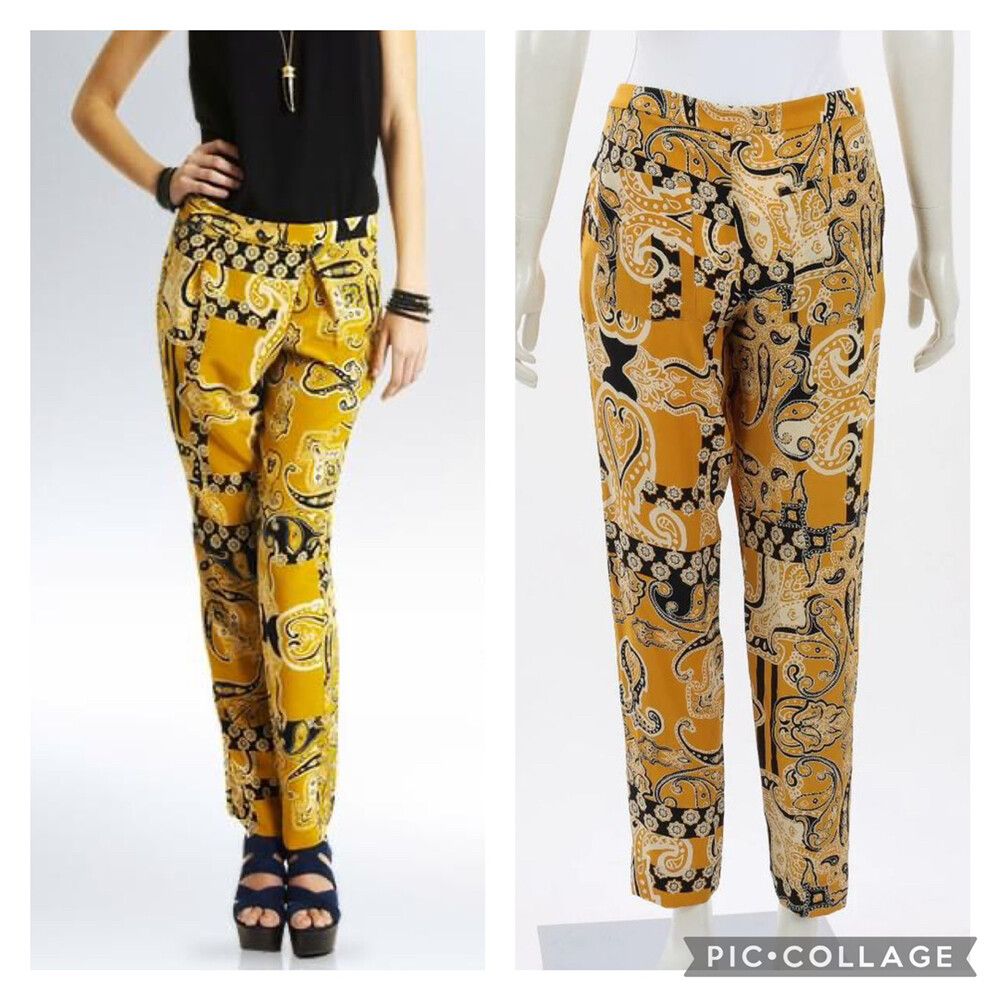 LISA HO Silk Henna Art Print Yellow Pants NWT RRP$399