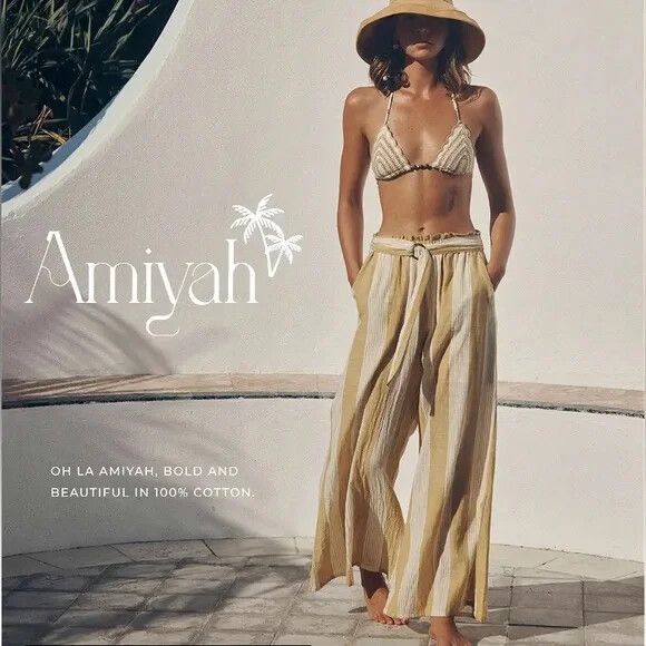 TIGERLILY Amiyah Rikky Chamomile Stripe Cotton High Waisted Pants NWT RRP$209