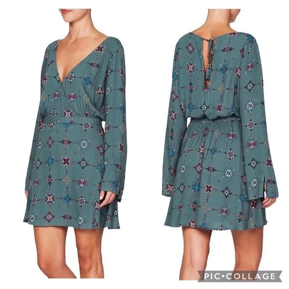TIGERLILY Tambour Olive Green Bell Sleeve Mini Dress NWT RRP$180