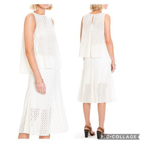 COUNTRY ROAD White Broderie Anglaise Lace Overlay Flare Midi Skirt NWT RRP$199