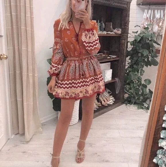 TIGERLILY Heloise Rust High Waisted Mini Skirt