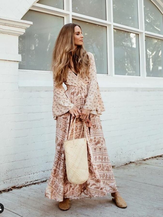 TIGERLILY Aziza Pink Bell Sleeve Tie Back Maxi Dress RRP$319