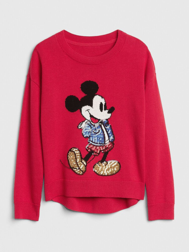GAP x DISNEY Limited Edition Mickey Mouse Red Sequin Winter Knit Sweater Jumper