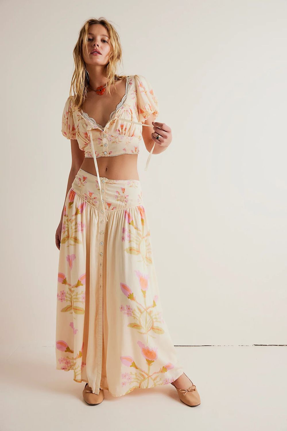 FREE PEOPLE Easy To Love Pastel Pink Crop Top NWT