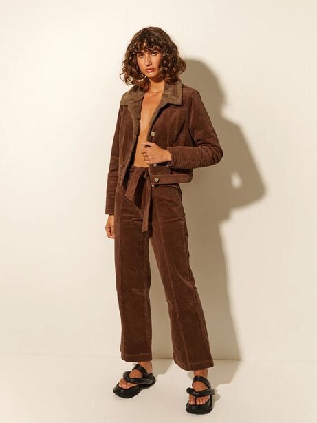 KIVARI Dawn Mocha Brown Corduroy Jacket and Pants NWT