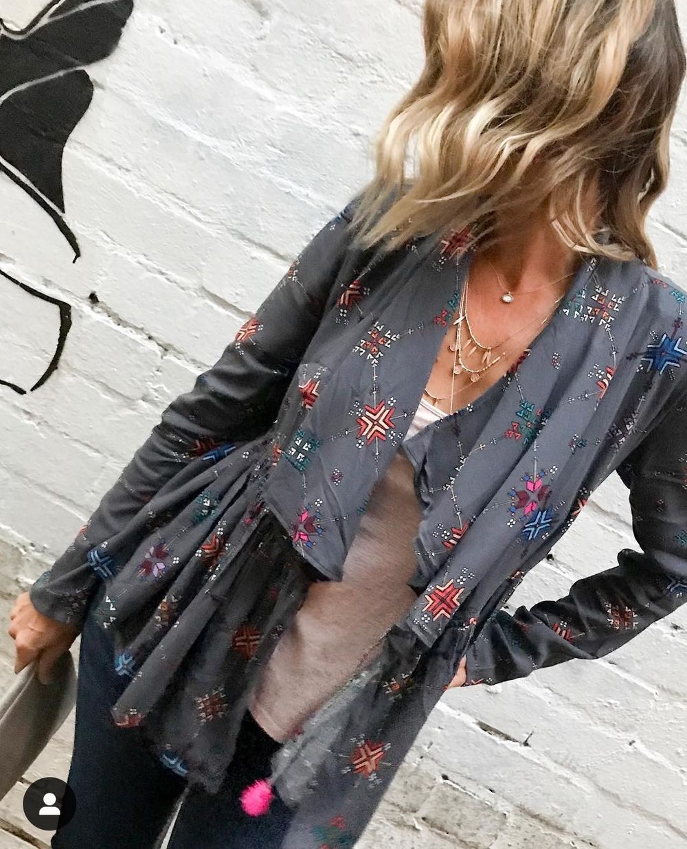 TIGERLILY Tambour Grey Multicolour Lightweight Waterfall Jacket RRP$229