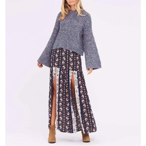 TIGERLILY Belle Blue Knit Bell Sleeve Winter Sweater Jumper