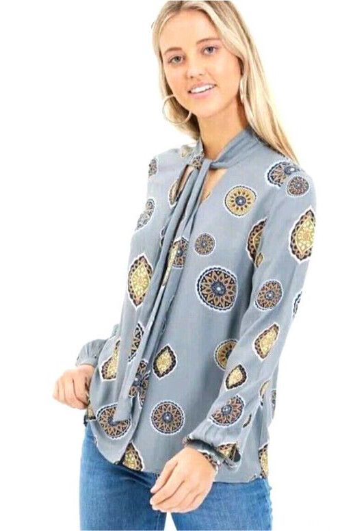 TIGERLILY Matisse Blue Long Sleeve Button Up Shirt Blouse NWT RRP$150