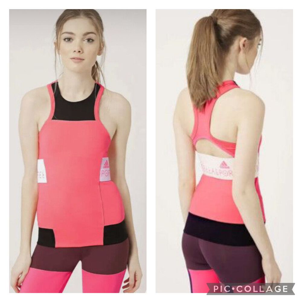 STELLA MCCARTNEY x ADIDAS Sport Pink Black White Gym Running Tank Top