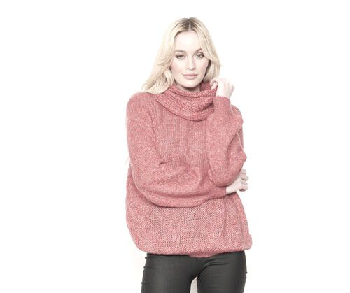 Angora Wool Soft Knit Dusky Pink Turtleneck Sweater Jumper NWOT