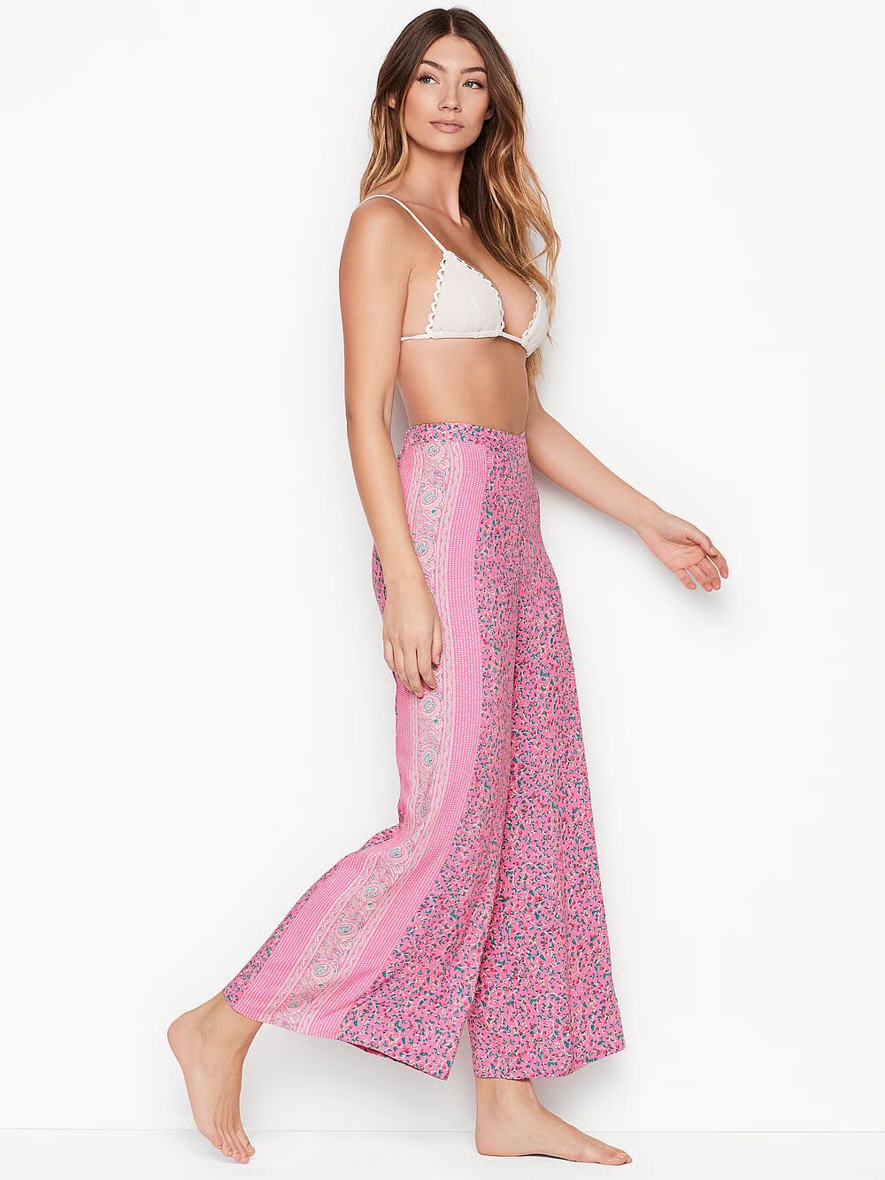 TIGERLILY Malia Pink Floral High Waisted Wide Leg Pants
