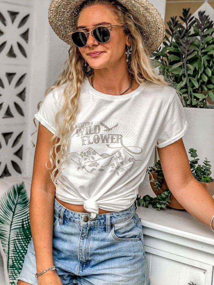 MAHIYA Western Wild Flower Organic Cotton Tee T-Shirt RRP$70