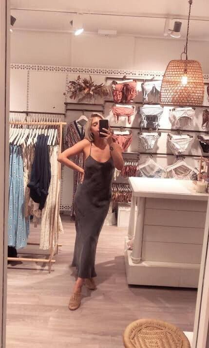 TIGERLILY Evelyn Charcoal Bias Maxi Slip Dress