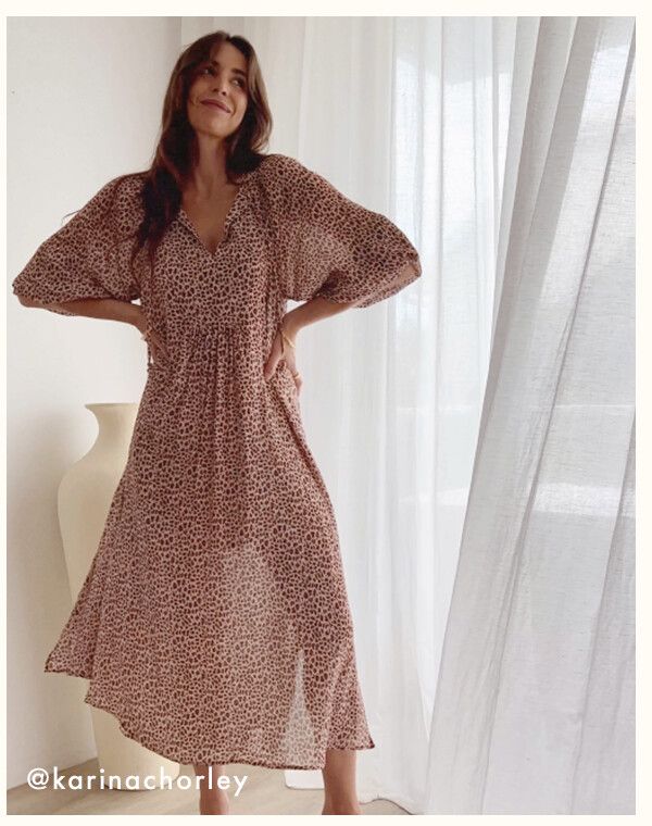 AUGUSTE THE LABEL Willow Cisco Leopard Print Long Sleeve Midi Dress RRP$259