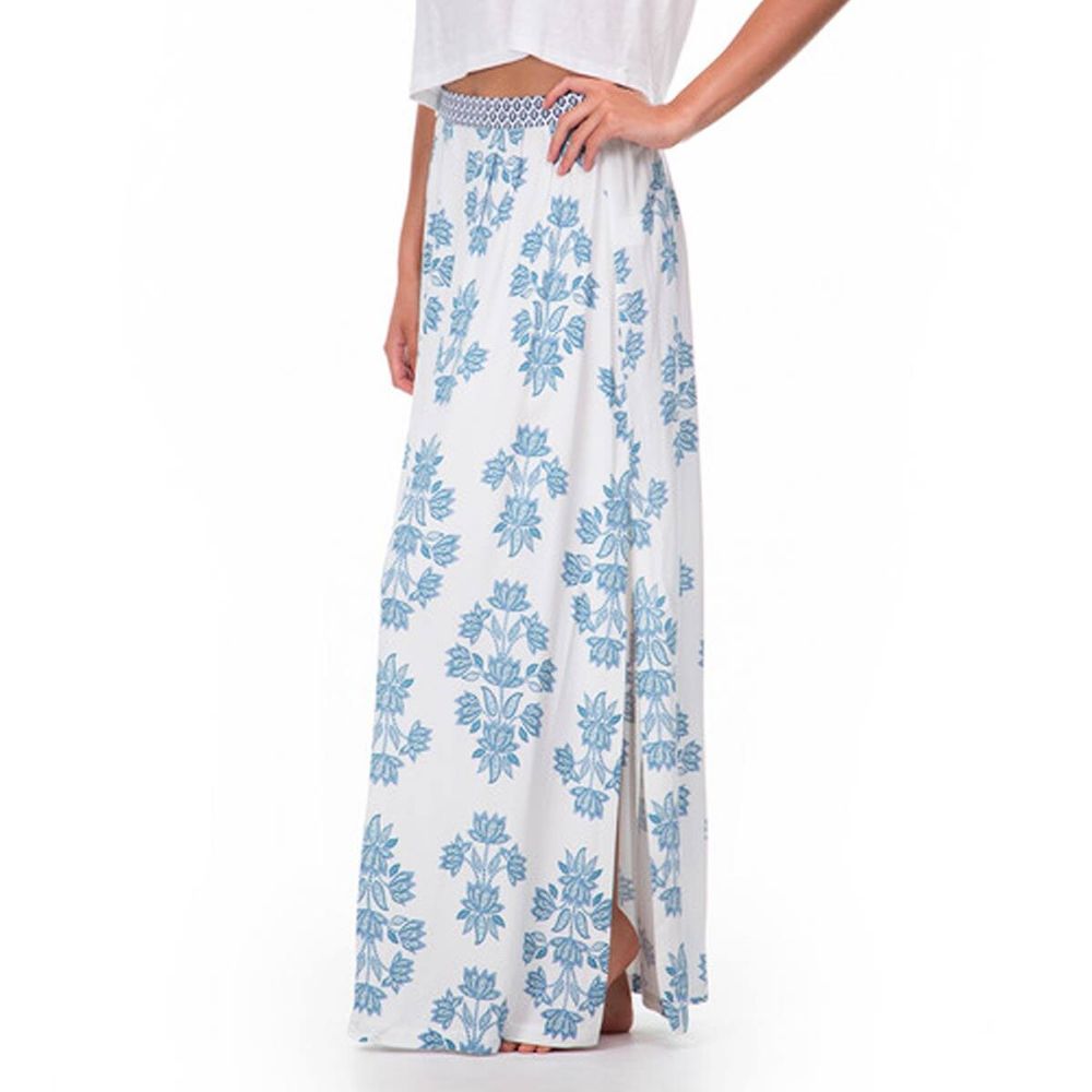 TIGERLILY Moken Blue White Floral High Waisted Maxi Skirt