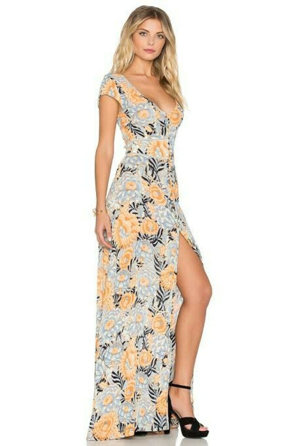 TIGERLILY Leyla Orange Floral Cut Out Back Maxi Dress