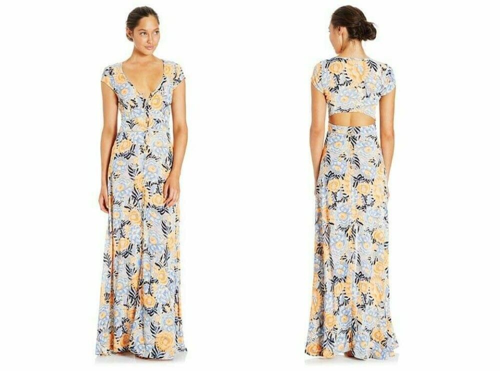 TIGERLILY Leyla Orange Floral Cut Out Back Maxi Dress