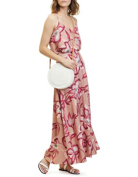 COUNTRY ROAD Silk Linen Hibiscus Print Maxi Skirt NWT RRP$229