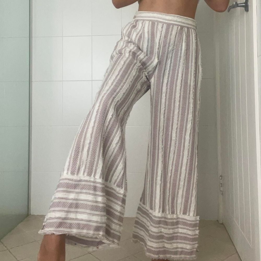 TIGERLILY Rossa Cotton Flax Stripe Relaxed Wide Leg Pants