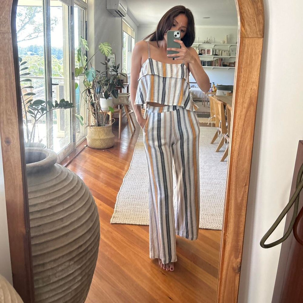 TIGERLILY Ammos Cotton Stripe Wide Leg Pants
