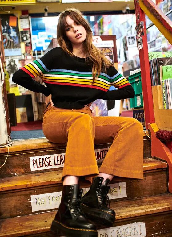 GHANDA Rainbow Banded Cotton Knit Jumper