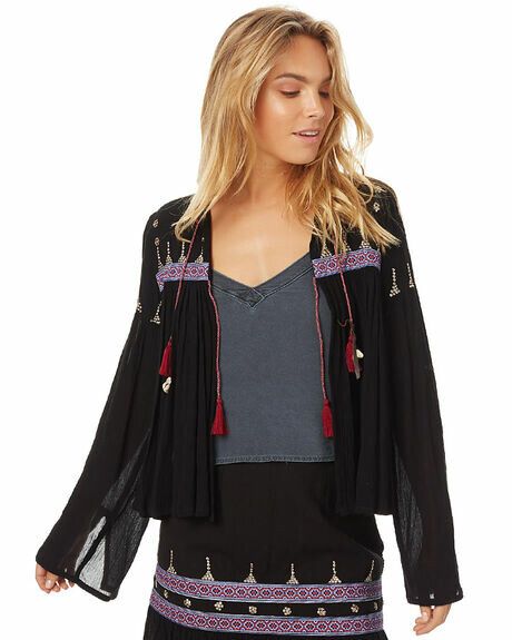 TIGERLILY Phala Embellished Sequin Shell Black Light Summer Jacket RRP$170