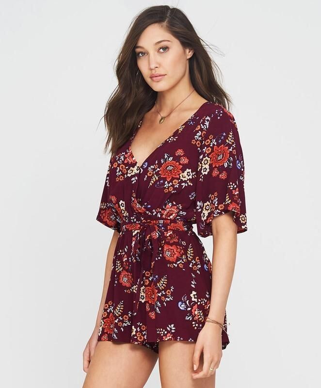TIGERLILY Stevie Plum Onesie Floral Playsuit NWT RRP$170